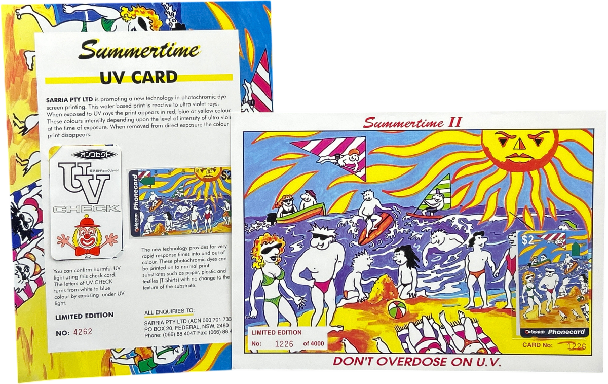 Telecom Summertime Limited Edition $2 Phonecards Pair - Mega Cash Sydney