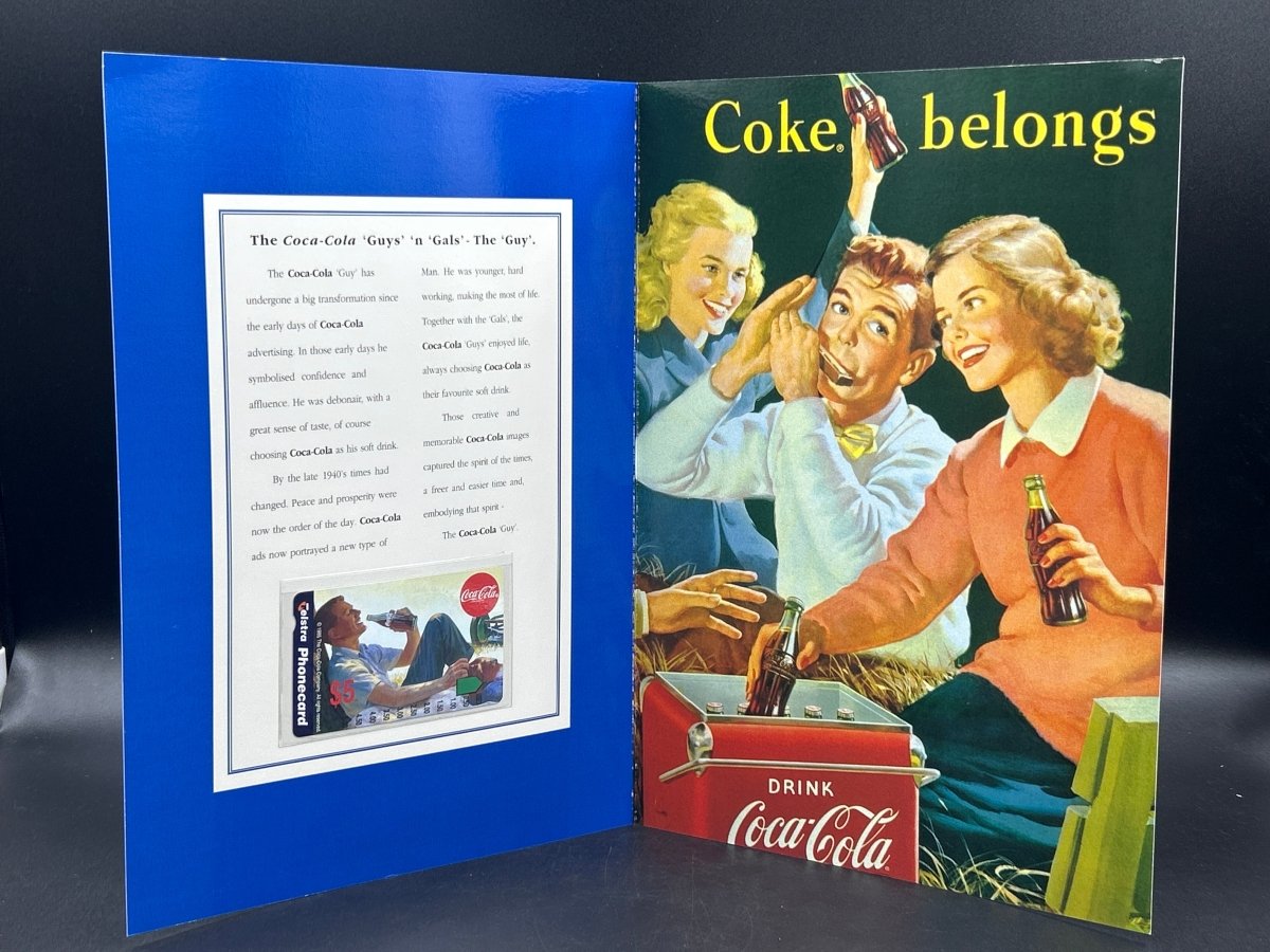 Telstra Coca - Cola Limited Edition $5 Phonecard Pair - “The Gal & The Guy” - Mega Cash Sydney