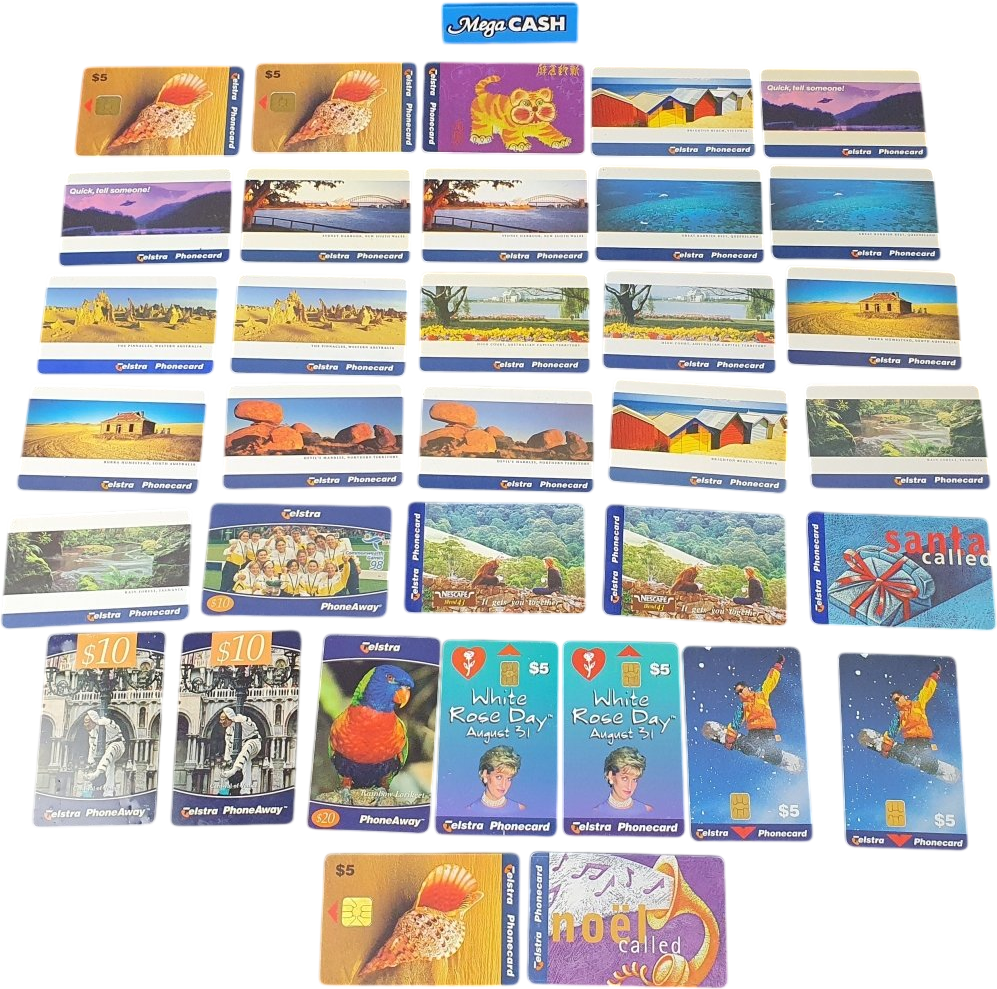 Telstra Phoneaway - Assorted Phone Cards x 34 - Mega Cash Sydney