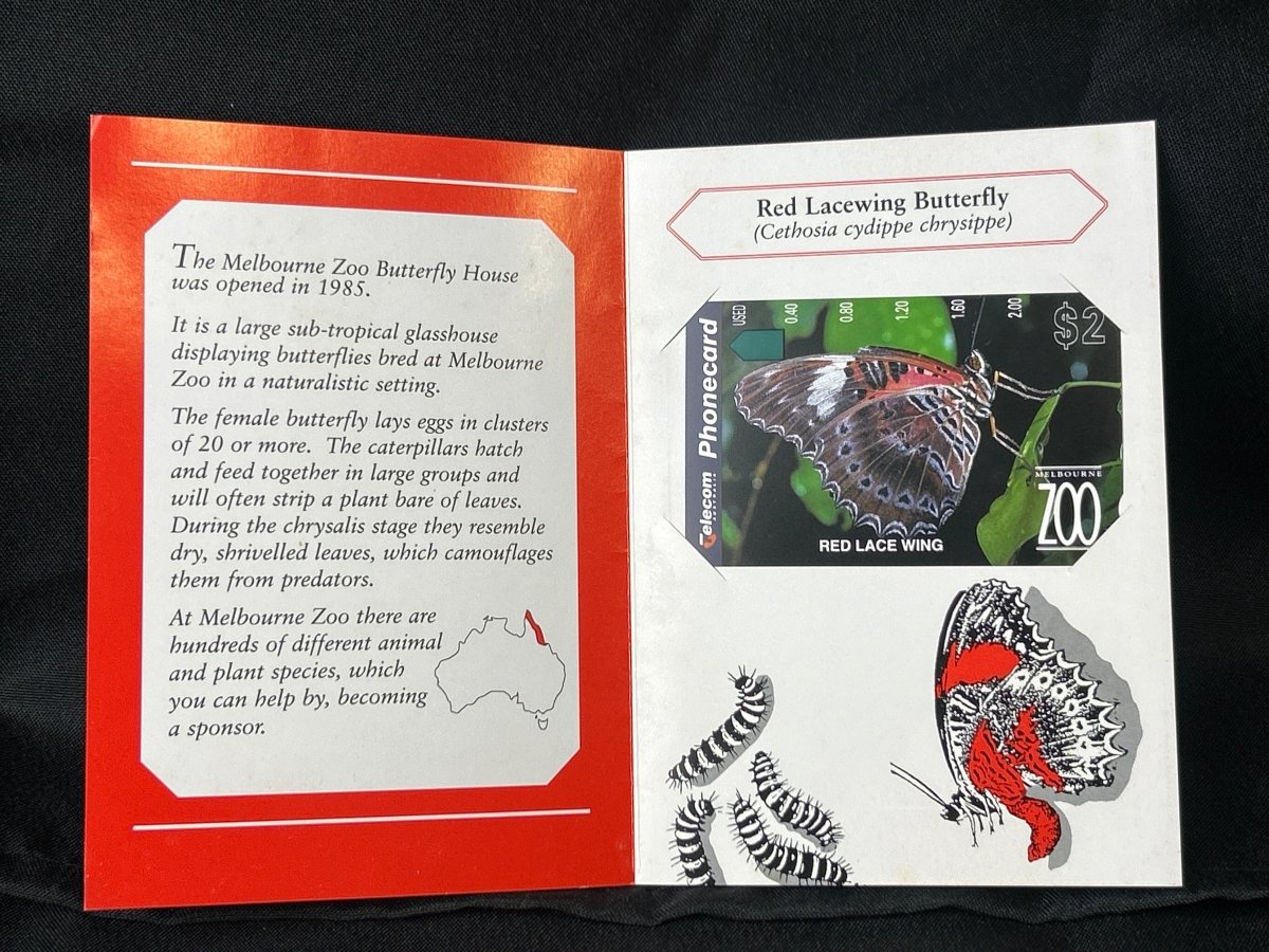 Telstra / Telecom $5 3 Card Set - Nature Conservation Agency / Red Lace Wing / Valentines Day - Mega Cash Sydney