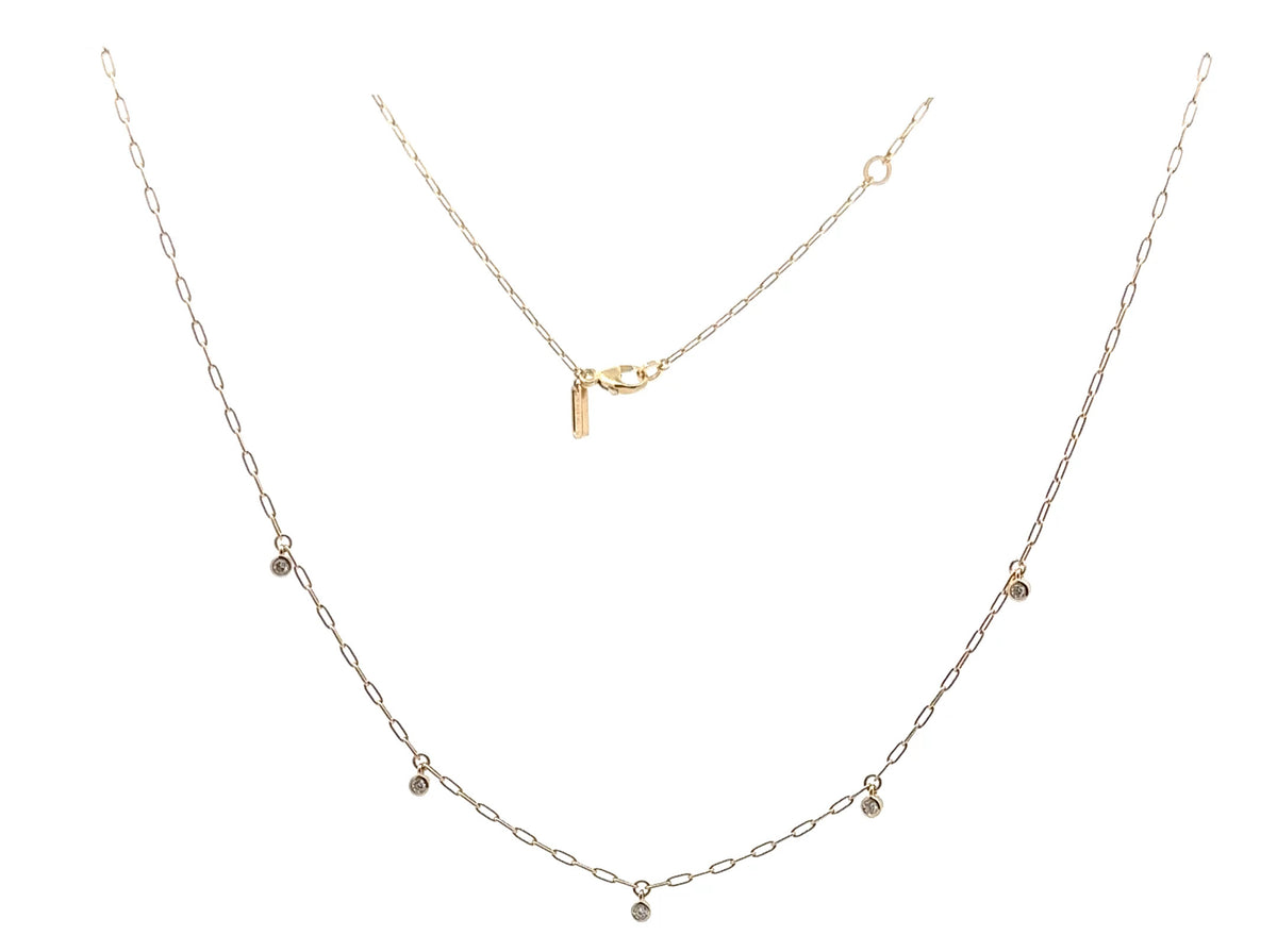 Pandora 14ct Yellow Gold Diamond Station Charm Necklace