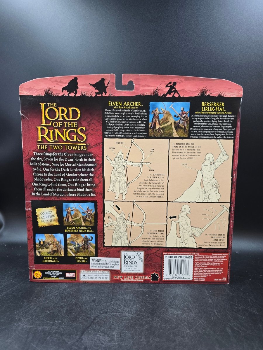 The Lord of the Rings - The Two Towers - Elven Archer & Berserker Uruk-Hai - Toy Biz - 81176 - Mega Cash Sydney