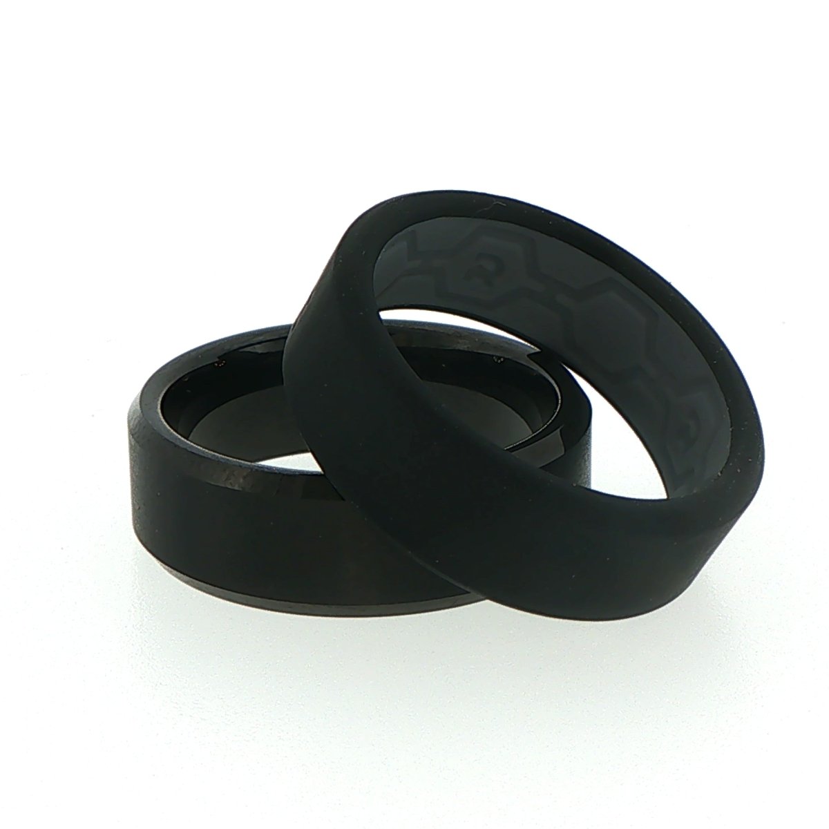 The Ridge - Men’s Royal Black Beveled Tungsten / Silicon Ring - US Size 11 - Mega Cash Sydney