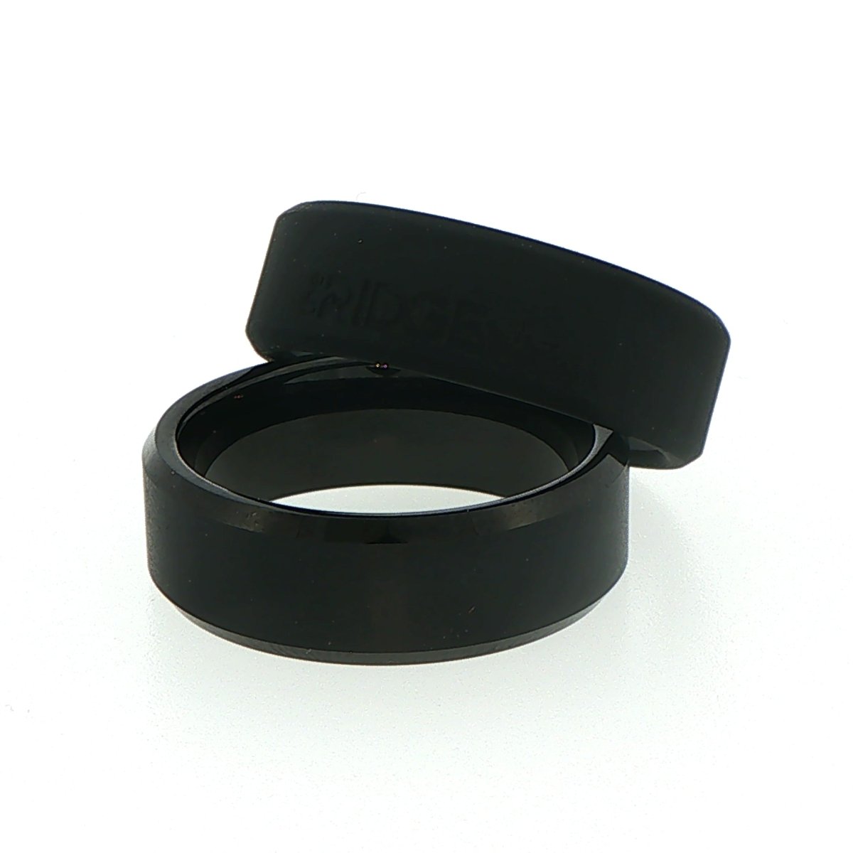 The Ridge - Men’s Royal Black Beveled Tungsten / Silicon Ring - US Size 11 - Mega Cash Sydney