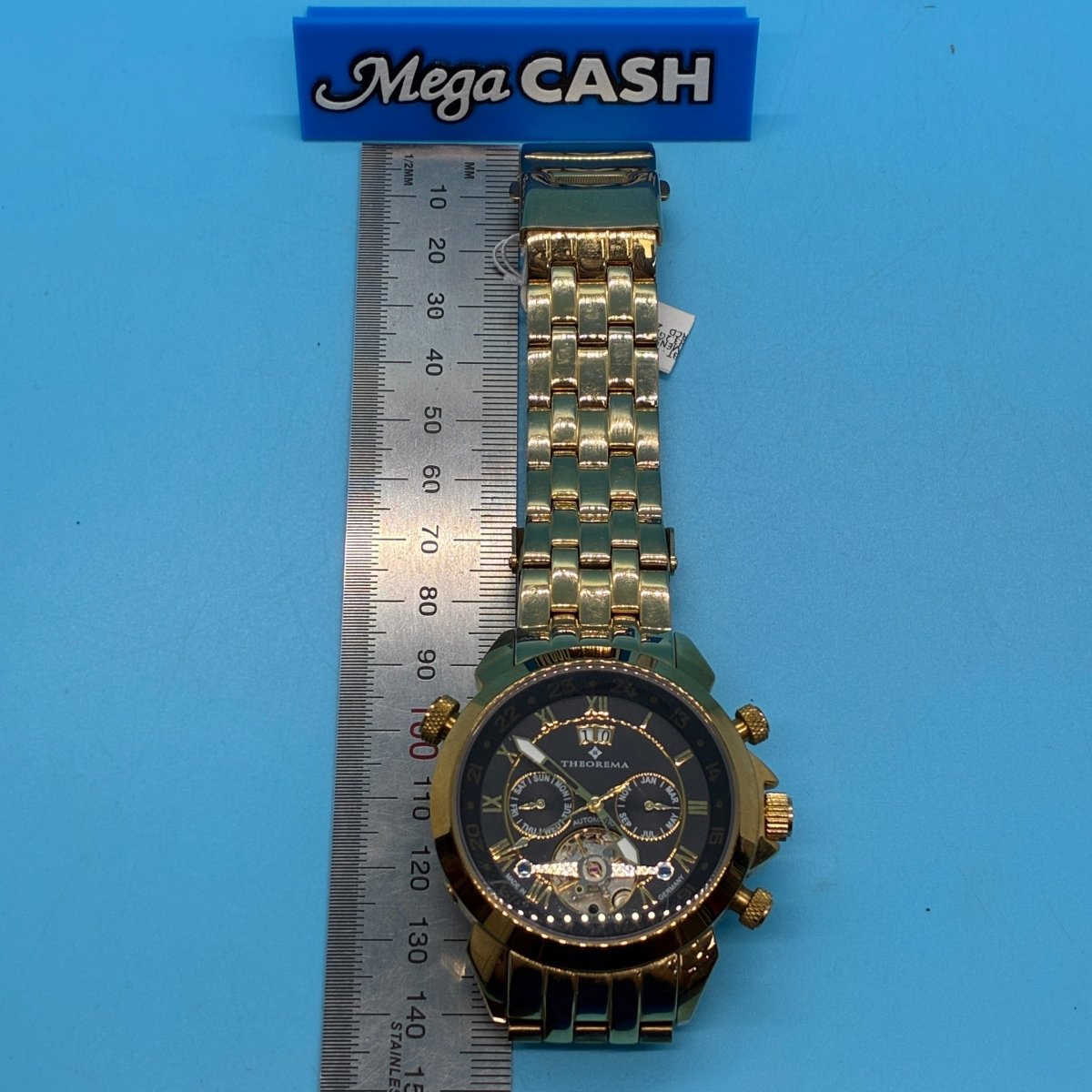 THEOREMA CASABLANCA MENS AUTOMATIC MOVEMENT WATCH - GOLD COLOUR METAL STRAP - GM - 3005 - Mega Cash Sydney