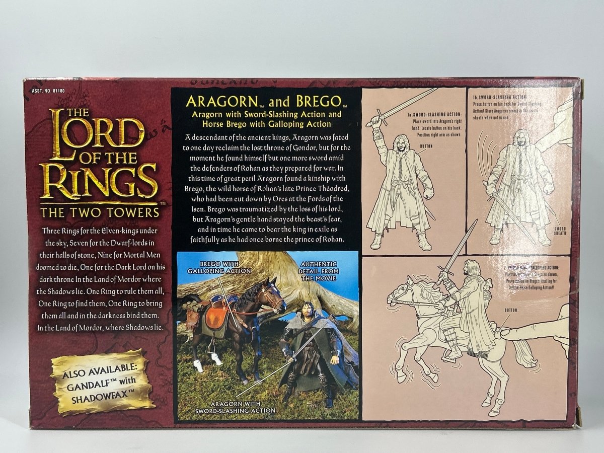 Toy Biz LOTR The Two Towers - Aragorn & Brego - Deluxe Horse & Rider Figure Set - Mega Cash Sydney