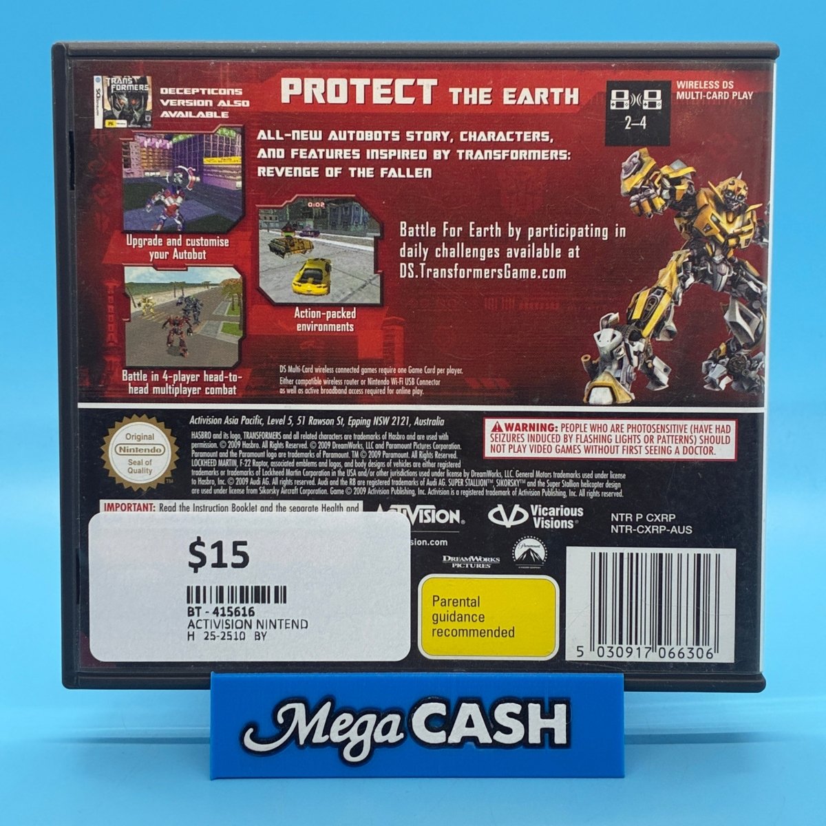 TRANSFORMERS REVENGE OF THE FALLEN - NINTENDO DS GAME CARTRIDGE - W/CASE AND BOOKLET - Mega Cash Sydney