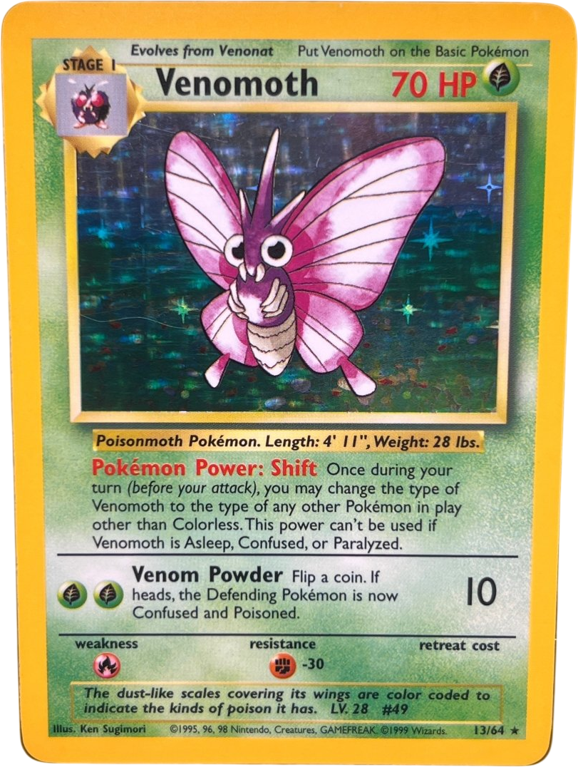 Venomoth 13/64 Holo No Symbol Error Jungle - Mega Cash Sydney
