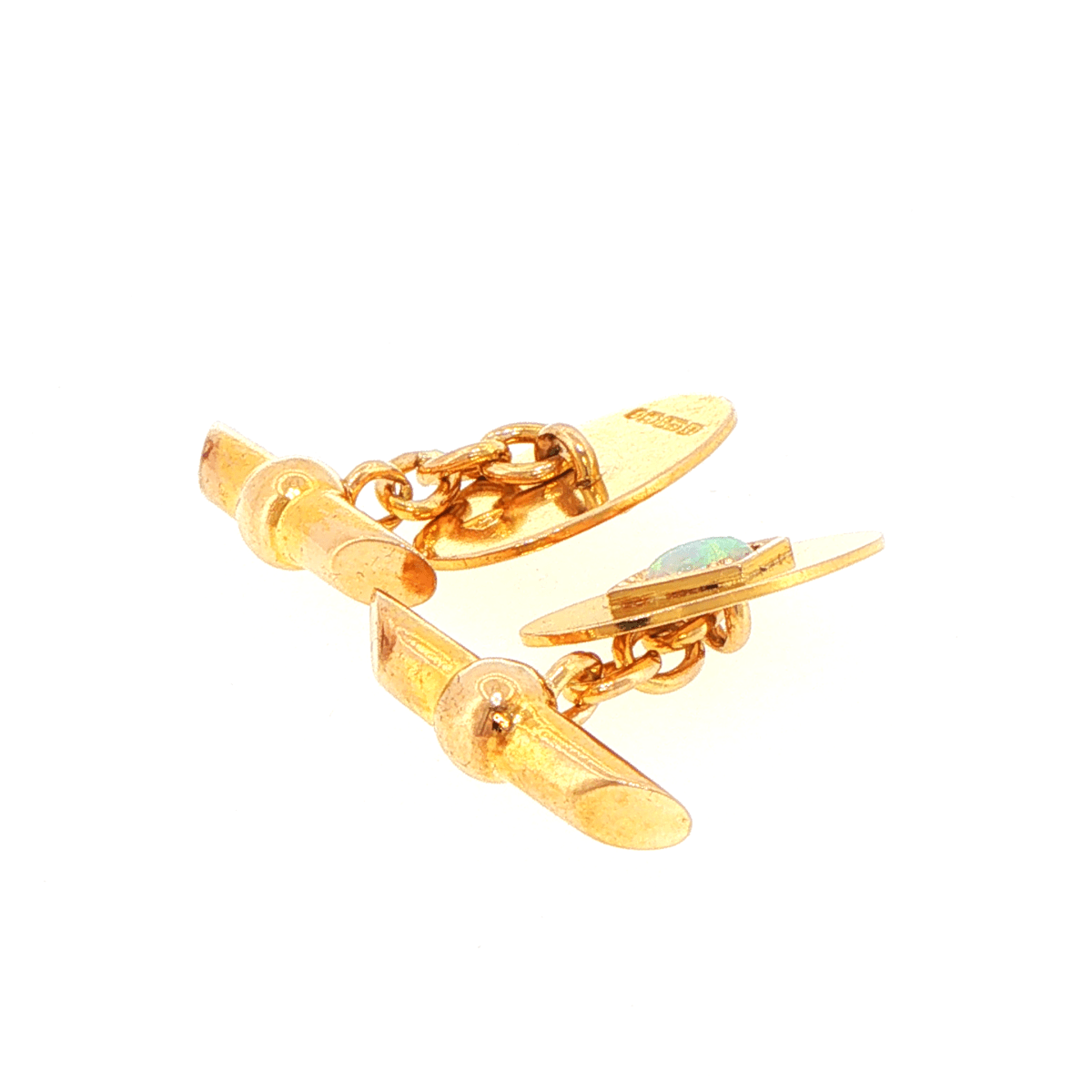 Vintage 15ct Yellow Gold Oval Cufflinks with Opal Center - Mega Cash Sydney