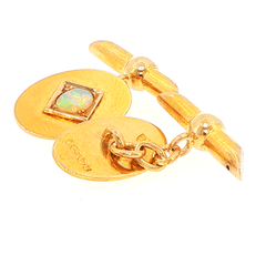 Vintage 15ct Yellow Gold Oval Cufflinks with Opal Center - Mega Cash Sydney