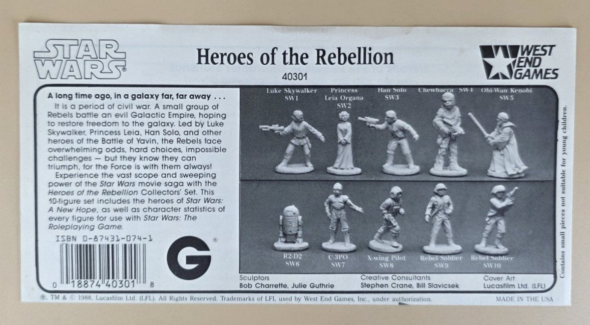 West End Games Star Wars Heroes of the Rebellion Collectors Set - 25mm Metal Figurines - Mega Cash Sydney