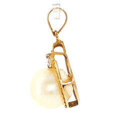 Yellow 14ct Yellow Gold Pearl Pendant with Diamond Accent - Mega Cash Sydney