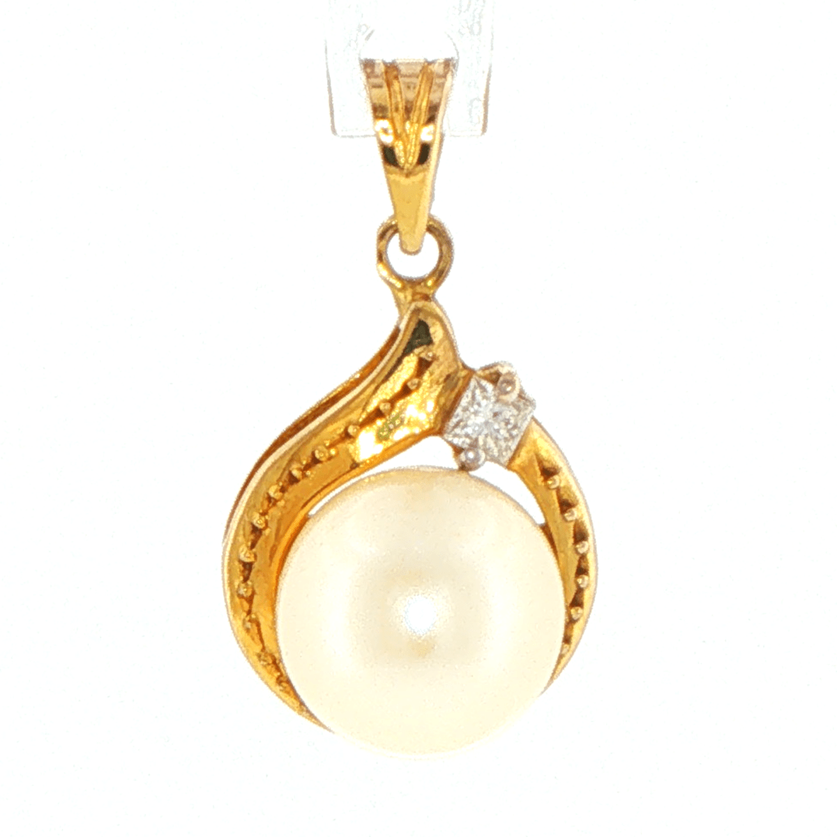 Yellow 14ct Yellow Gold Pearl Pendant with Diamond Accent - Mega Cash Sydney