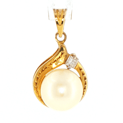 Yellow 14ct Yellow Gold Pearl Pendant with Diamond Accent - Mega Cash Sydney