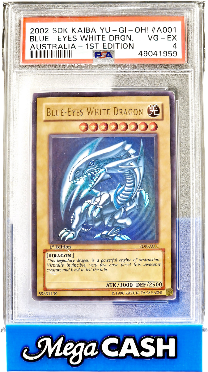 Yu Gi Oh! 2002 Blue Eyes White Dragon Australia 1st Edition SDK - A001 PSA 4 - Mega Cash Sydney